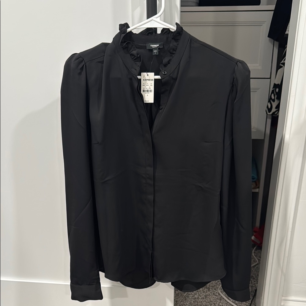Black Ruffled Women's Top